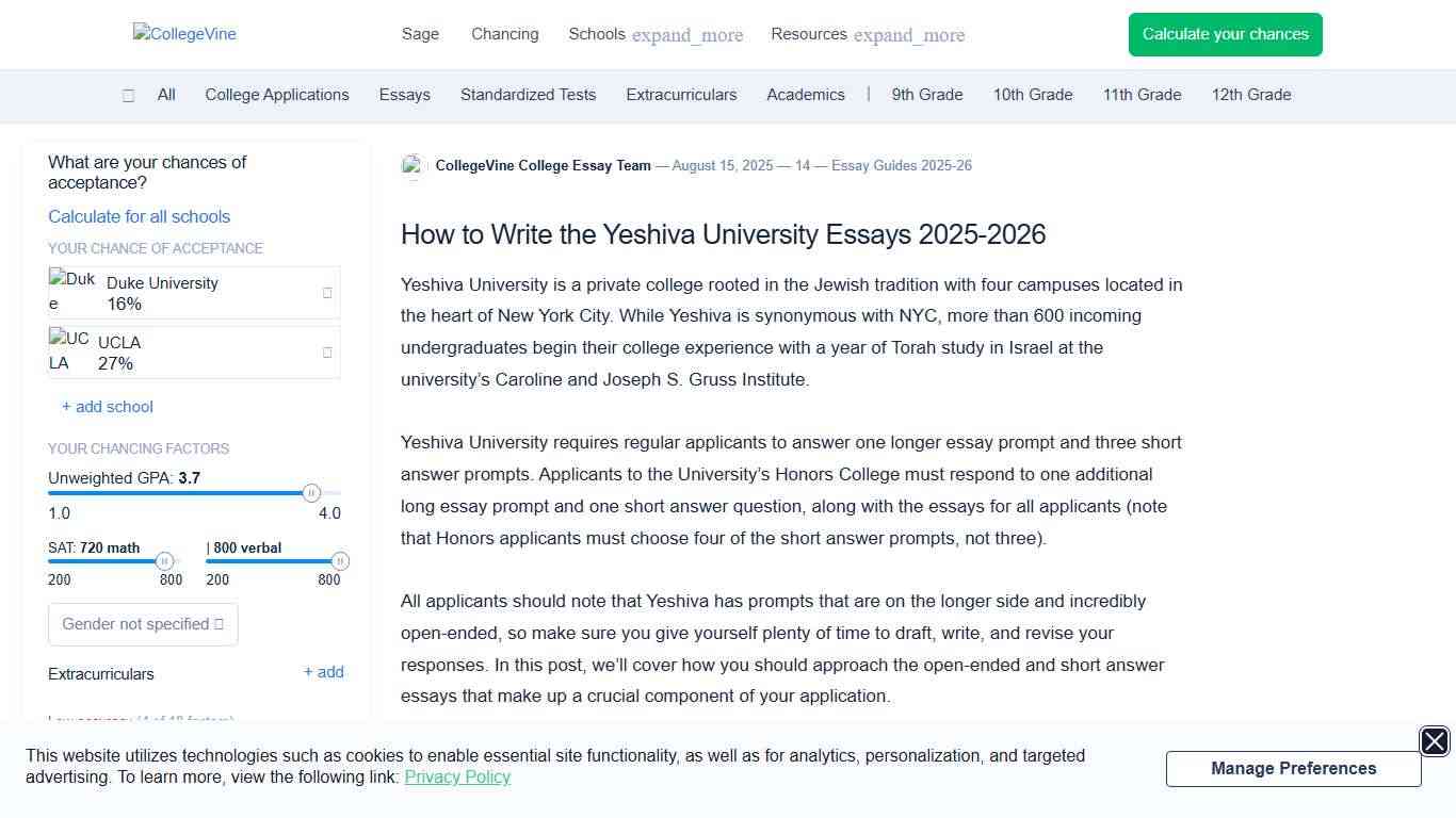 How to Write the Yeshiva University Essays 2025-2026 CollegeVine Blog