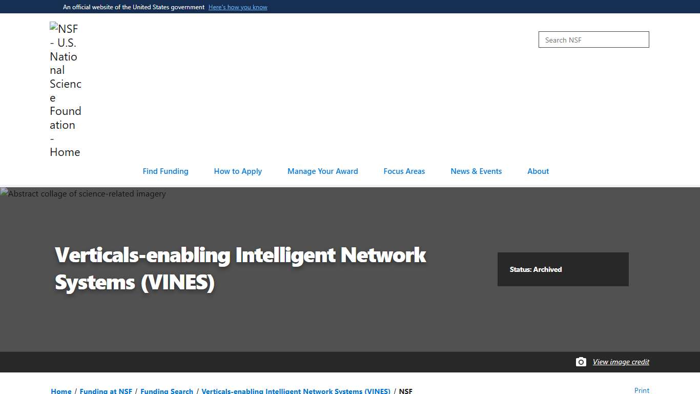 Verticals-enabling Intelligent Network Systems (VINES) NSF - U.S. National Science Foundation
